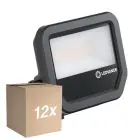 Mehrfachpackung 12x Ledvance LED-Scheinwerfer Aluminium Schwarz 17W 2400lm 100D - 865 Tageslichtweiß | IP66 - Symmetrisch